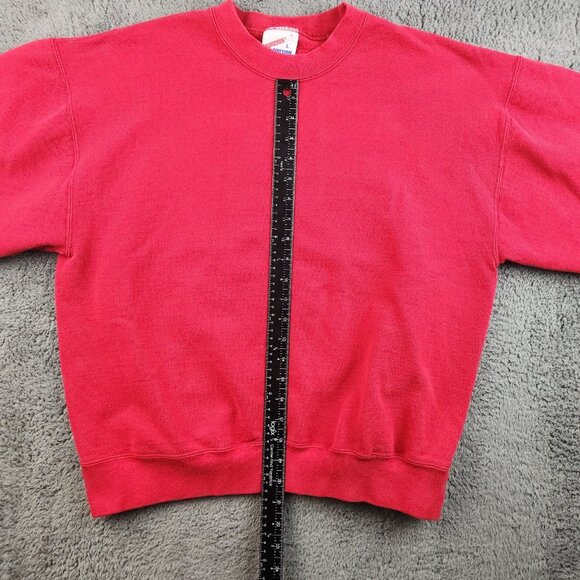Vintage Jerzees 90's Sweatshirt Men's Large Red Blank Fleece Crew Neck USA Made - Picture 5 of 11
